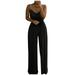 knqrhpse Jumpsuits For Women Womens Pants Jumpsuit Soild Top Women Sling Pants Wide Rompers Pearl Leg Cargo Pants Women Black S