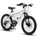 20 inch Mountain Bike for Boys 7 Speed Kids Bike with Front Suspension Disc U Brake for 7 - 12 Years Old White