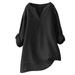 knqrhpse Long Sleeve Shirts For Women Womens Tops Women S Solid Color Stand Up Collar Cotton Linen Long Sleeved Shirt Hoodies For Women Black XXL