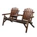 VINGLI Wooden Adirondack Chair 2 Person Chairs With a Small Side Table Comfortable Bench Rustic Style for Patio Porch and Park (Carbonized)