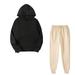 Cotton Sweatshirt and Long Pants Tracksuits Set Sportswear Womens 2 Pieces Fall Winter Gym Workout Outfits (XX-Large Black 01)