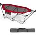 Hammock With Stand Included Camping Hammock With Carrying Bag & Storage Pocket Portable Heavy Duty Self Standing Hammock Indoor/Outdoor Hammock Chair For Patio Beach Yard Garden (Red)