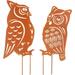 Metal Animal Yard Decor - Owl Shaped Garden Art For Outside Decorations - Outdoor Decorative Stake Accessories And Lawn Ornaments Outdoor Decor Fall Yard Stakes - 2 Piece Set