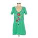 JW Los Angeles Casual Dress - Shift: Green Floral Dresses - Women's Size Small