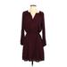 White House Black Market Casual Dress - Shirtdress: Burgundy Solid Dresses - Women's Size 4 Petite