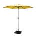 8.8 feet Outdoor Aluminum Patio Umbrella Patio Umbrella Market Umbrella with 42 Pound Square Resin Umbrella Base Push Button Tilt and Crank lift Yellow