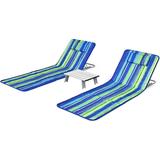 Beach Chairs For Adults 2 Pack Set With Side Table Folding Lounge Chairs 5 Position Adjustable Lawn Chair For Sunbathing Patio Chaise Lounge Lightweight Backpack Camping Chairs (Stripe)