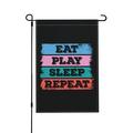 TEQUAN Urban Style Eat Play Sleep Repeat Garden Flags 18 x 12 inch Double Sided Linen Outdoor Flag for Holiday Farmhouse Yard Home Decor