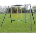 3 in 1 Multifunction Kids Swing Set Backyard Swing Sets with A-Frame Construction Outdoor Heavy Duty Extra Large Swing Frame with 2 Adjustable Swing and 1 Glider for Kids Toddlers Children