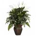 Nearly Natural Mixed Greens with Spathyfillum and Decorative Vase Silk Plant - Green