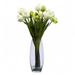 Nearly Natural Tulip with Vase Silk Flower Arrangement - Cream/Green - 20 in x 12 in x 12 in