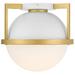 Savoy House Carlysle 15" Wide White with Warm Brass 1-Light Ceiling Li