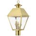 Wentworth 3 Light Natural Brass Outdoor Large Post Top Lantern