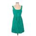 Shoshanna Cocktail Dress - A-Line Scoop Neck Sleeveless: Green Solid Dresses - Women's Size 4