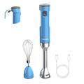 Cordless Hand Blender, Immersion Blender Handheld Rechargeable, with Fast Charger, Milk Frother, Egg Whisk, for Smoothies, Milkshakes, Hummus and Soups – Blue