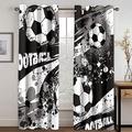 Football Curtains for Living Room Bedroom, Blackout Curtains, Thermal Insulated Eyelet Curtains, 90 Drop Patterned Window Treatments, 90x90 Inch (W X L), 2 Panels