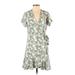 Venus Casual Dress - Wrap: Green Floral Motif Dresses - Women's Size 2