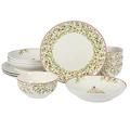 Gibson Home Porcelain China Dinnerware Set - Service for 4 Porcelain/Ceramic in Green/Red/White | Wayfair 141332.12R