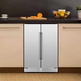 Tittla 24" Beverage Refrigerator Silver French Door 120 Cans Built-in Beer Cooler Freestanding Fridge in Gray | 34.26 H x 24 W x 22.83 D in | Wayfair