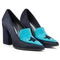 Women's Maria Navy Blue & Turquoise Loafers 8 Uk Rosamund Muir London