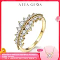 ATTAGEMS Brilliant Cut 3.0mm Moissanite Ring for Women Men Pure 18K 14K 10K Yellow Gold for Wedding