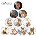 Animal Clip Art Cute Fox 12mm/14mm/16mm/18mm/20mm/25mm Round Photo Glass Cabochon Demo Flat Back