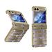 ELEHOLD Plating Clear Case for Samsung Galaxy Z Flip 5 Clear Back PC Plating Bumper for Women Men Hybrid Shockproof Full Body Hinge Protective Case for Samsung Galaxy Z Flip 5 Gold