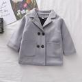 HAOTAGS Kids Girl Lapel Double Breasted Pea Coat Long Sleeve Button Trench Coat Pocket Outerwear Gray Size 1-2 Years