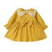 YDOJG Dresses For Girls Toddler Kids Baby Long Ruffled Sleeve Bowknot Cute Solid Princess Dress Outfits Clothes For 2-3 Years