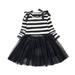 YDOJG Dresses For Girls Toddler Kids Baby Striped Patchwork Tulle Dress Princess Dress Outfits For 4-5 Years