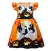 YDOJG Dresses For Girls Toddler Kids Fly Sleeves Cartoon Pumpkins Prints Custome Princess Dress For 6-7 Years