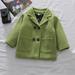 HAOTAGS Kids Girl Lapel Double Breasted Pea Coat Long Sleeve Button Trench Coat Pocket Outerwear Green Size 2-3 Years