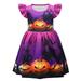 YDOJG Dresses For Girls Toddler Kids Fly Sleeves Cartoon Pumpkins Prints Custome Princess Dress For 4-5 Years