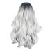 Full Head Cover Ladies Gray Gradient High Temperature Silk Hair Set Long Big Wave Curly Hair In The Middle Part Dyeing White
