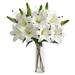 25" Artificial Lily Arrangement with Cylinder Glass Vase