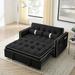 55.5" Pull out Sleep Sofa Bed Velvet 2 Seater Loveseats Sofa Couch with Side Pockets, Adjsutable Backrest and Lumbar Pillows