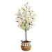 5' Artificial Bougainvillea Tree with Handmade Jute & Cotton Basket with Tassels