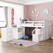 Twin Study Loft Bed with Storable Steps and Portable Desk, Solid Wood Slats, Kids' Furniture