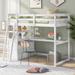 Twin Loft Bed with Desk and Storage Shelves, 2 Built-in Drawers, Solid Wood Construction