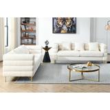 2-Piece Teddy Fabric Upholstered Modern Comfort 3-Seater Sofa Couch Sets, Living Room Deep Seating Sofa with Lumbar Pillows