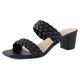 N.N.G Women Heels Sandals Woven Chunky Heels Braided Nude Square Toes Leather Comfortable Strappy Dress Casual Pumps Mules Sandals, 2'' Heels Black, 7 UK