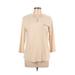 Long Sleeve Henley Shirt: Tan Tops - Women's Size Large