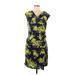 Nine West Casual Dress - Sheath V Neck Short sleeves: Blue Floral Dresses - Women's Size 8