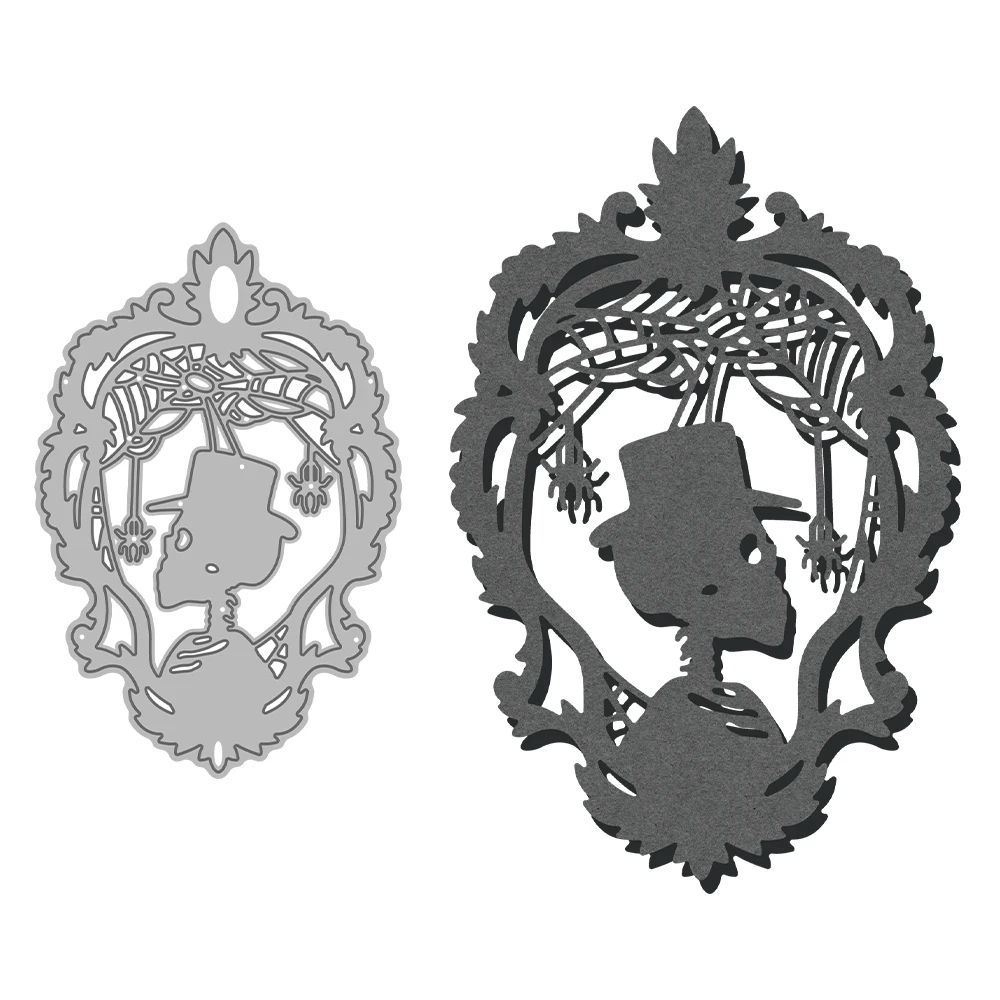 MangoCraft-Ensemble de matrices de découpe de crâne vintage d'Halloween, fournitures de scrapbooking bricolage, matrices de découpe en métal, moule à couteau pour cartes, décor d'albums