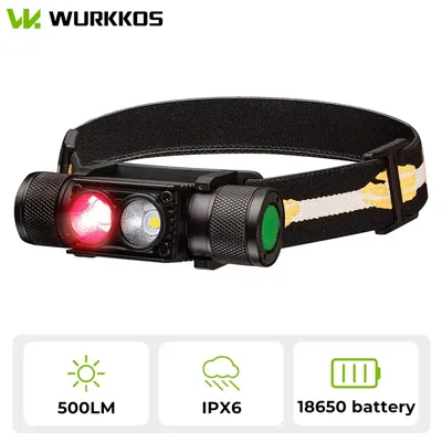 H25LR LED 90 High CRI Rechargeable Waterproof Headlamp Powerful Lightweight Head Flashlight with Bright White Light+Red 660nm