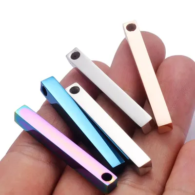 5 stücke Unisex Edelstahl Rechteck Bar Anhänger für Name machen Halskette Schmuck geometrischen