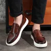 Schwarze Herren vulkan isierte Schuhe Doppels chnalle Slip-On braune Pu Leder Sneakers Schuhe für Männer mit Größe 38-46