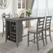 5-Piece Multi-Functional Counter Height Dining Set with Padded Chairs and 9 Bar Wine Compartment, Wineglass Holders