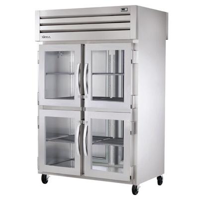 True STR2RPT-4HG-2S-HC Spec Series 52 5/8" Stainless Steel Half Glass Front, Solid Back Door Pass-Through Refrigerator