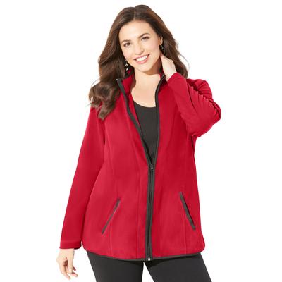 Plus Size Women's Micro Fleece Zip Jacket by Catherines in Classic Red (Size 4X)